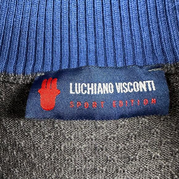 Luchiano Visconti Sweater Mens Large Gray Sports Edition Quarter Zip Knit Casual - Picture 3 of 8